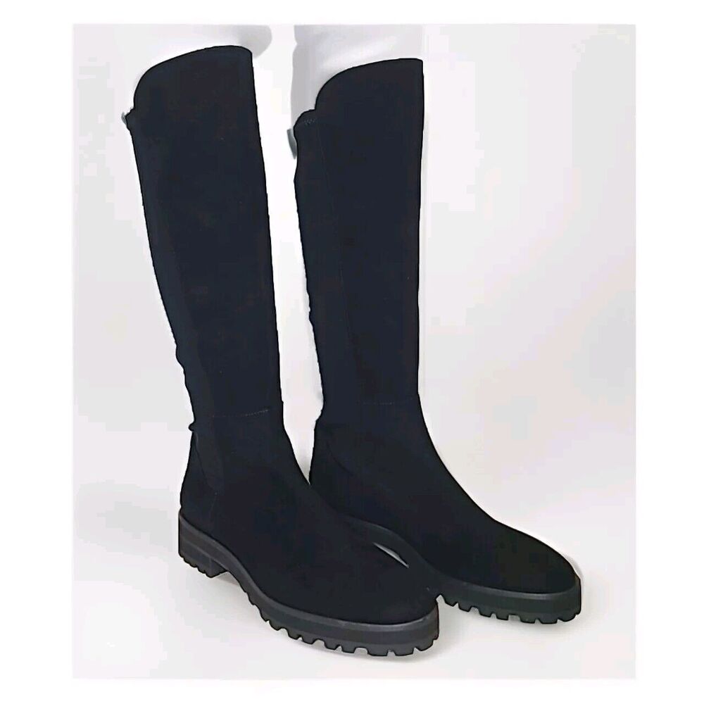 STUART WEITZMAN boots Lift Knee black suede Pull-on 5050 Stretch sz 9.5 new